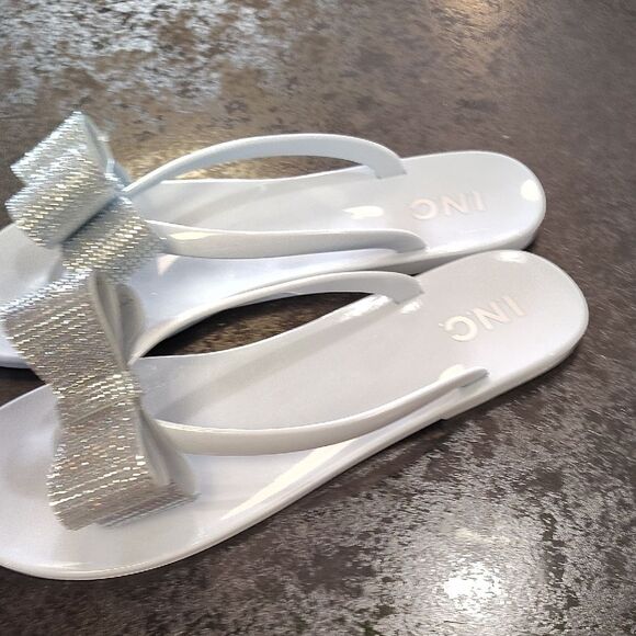 INC International Concepts Women's White Sandals with Silver Bow - Picture 5 of 6